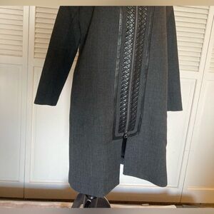 Vince Gray and Black Quilted Trim Coat